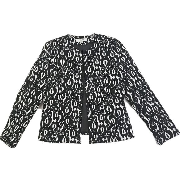 Jones Studio Separates ~Woman Size 12~White Black Woven bold Blazer Lined Jacket - Picture 1 of 14